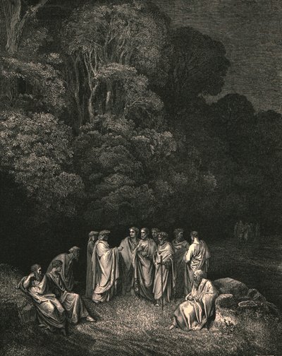 So sah ich vereint die leuchtende Schule von ihm, dem Monarchen des erhabensten Gesangs, ca. 1890 von Gustave Dore
