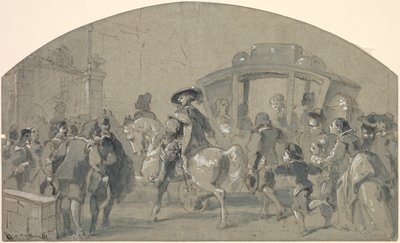 Straßenszene recto, Skizzen verso, ca. 1848-49 von Gustave Dore