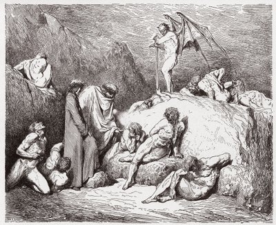 Die Göttliche Komödie (La Divina Commedia), Inferno, Gesang 28: Verstümmelte Unruhestifter in der neunten Bolgia - von Dante Alighieri (1265-1321) - Illustration von Gustave Doré (1832-1883) von Gustave Dore