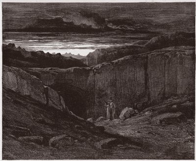 Die Göttliche Komödie (La Divina Commedia), Inferno, Gesang 3: Virgil und Dante an den Toren der Hölle - von Dante Alighieri (1265-1321) - Illustration von Gustave Doré (1832-1883) von Gustave Dore