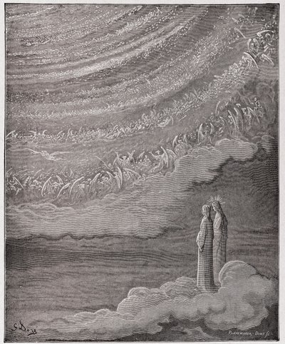Die Göttliche Komödie (La Divina Commedia), Paradiso, Canto 28: Die funkelnde Schar des Himmels - von Dante Alighieri - Illustration von Gustave Doré von Gustave Dore