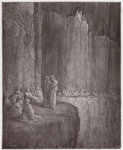 Die Göttliche Komödie (La Divina Commedia), Purgatorio, Gesang 13: Sapia reinigt sein schuldiges Leben - von Dante Alighieri - Illustration von Gustave Dore von Gustave Dore