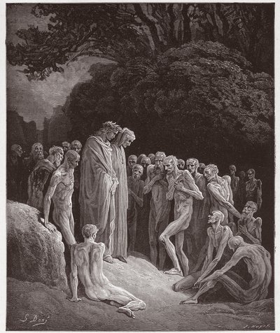 Die Göttliche Komödie, Purgatorio, Gesang 23: Die Seelen der Gefräßigen (Illustration von Gustave Doré) von Gustave Dore
