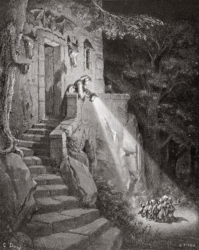 Die Behausung des Ogers, graviert von Heliodore Joseph Pisan, ca. 1868 von Gustave Dore