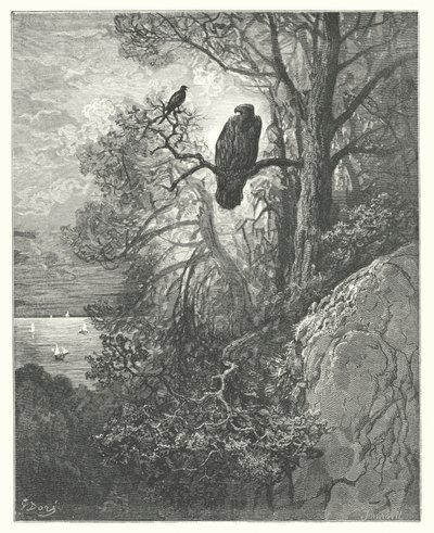 Die Fabeln von La Fontaine: Der Adler und die Elster von Gustave Dore