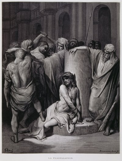 Die Geißelung Christi; Illustration aus der Dore-Bibel von Gustave Dore