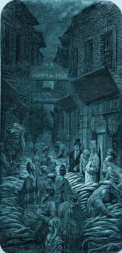 Viktorianischer Fischmarkt, Gravur von Gustave Doré von Gustave Dore