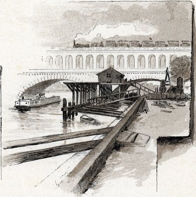 Ansicht der Viaduktbrücke des Point du Jour, Boulogne-Billancourt von Gustave Fraipont