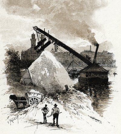 Sandgrader am Ufer der Seine nahe der Pont de l