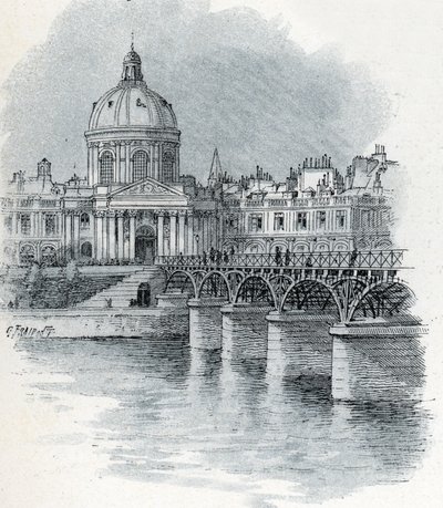 Ansicht des Institut de France und der Brücke Pont des Arts in Paris von Gustave Fraipont