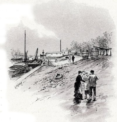 Ansicht der Ufer der Seine und des Quai Saint-Bernard, Paris von Gustave Fraipont