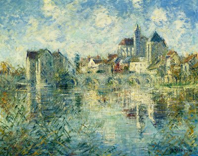 Moret-sur-Loing, die Brücke und die Kirche, ca. 1935 von Gustave Loiseau
