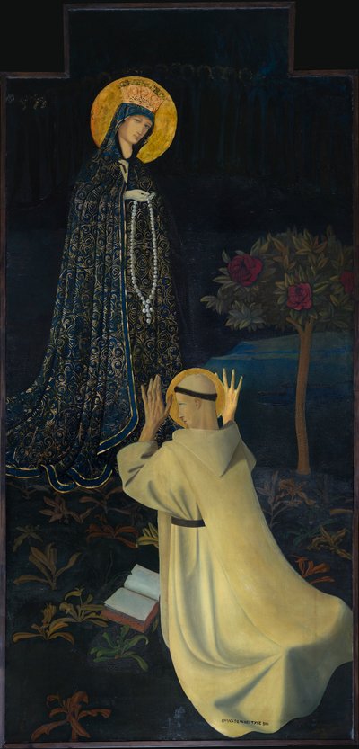 Unsere Liebe Frau empfängt den Rosenkranz von Sankt Dominikus von Gustave Van de Woestyne