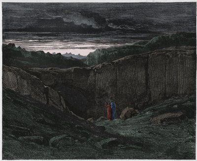 Inferno, Gesang 3: Virgil und Dante an den Toren der Hölle (Illustration aus Die Göttliche Komödie von Dante Alighieri, 1885) von Gustave after Dore