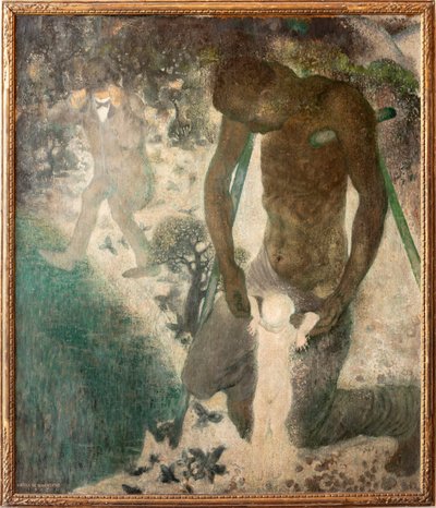 Der willensstarke Blinde und der Krüppel, die einem Kind das Gehen beibringen wollen von Gustave Van de Woestyne
