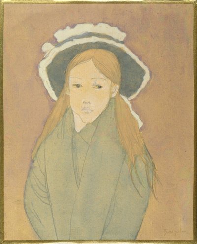 Mädchen mit großem Hut und strohfarbenem Haar, 1910er von Gwen John