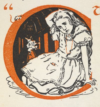 Illuminierter Buchstabe C mit Alice und dem Weißen Kaninchen von Gwynedd M. Hudson