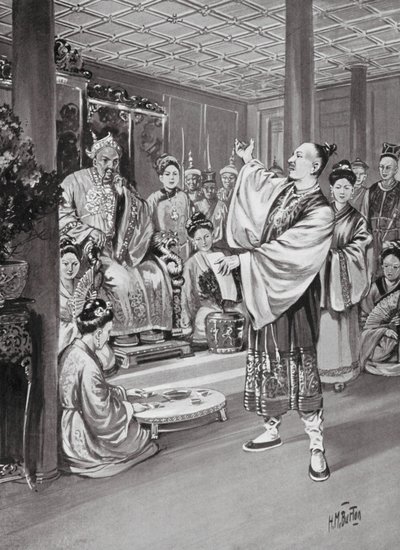 Li Po rezitiert vor dem Kaiser (Lithografie) von H. M. (after) Burton