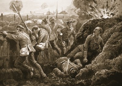 Leutnant Hallowes ermutigt seine Männer, während er tödlich verwundet liegt von H. Ripperger