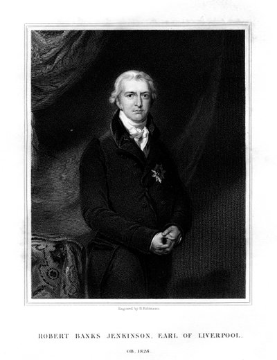 Robert Banks Jenkinson, 2. Earl of Liverpool, Premierminister des Vereinigten Königreichs, 1834 von H. Robinson