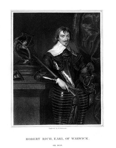 Robert Rich, 2. Earl of Warwick, englischer Kolonialverwalter, 1827 von H. Robinson