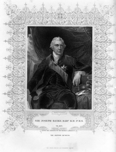 Sir Joseph Banks 1743-1820, englischer Naturforscher, Botaniker und Wissenschaftspatron, 19. Jahrhundert von H. Robinson