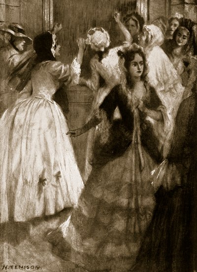 Damen drängen auf Einlass ins House of Lords, 1758, Illustration aus Hutchinsons Geschichte der britischen Nation, ca. 1923 von H. Tenison