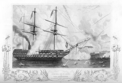 HMS Agamemnon greift Fort Constantine an, 1854-1857 von H. Winkles
