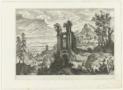 Landschaft mit Bärenjagd von H. van Schuppen