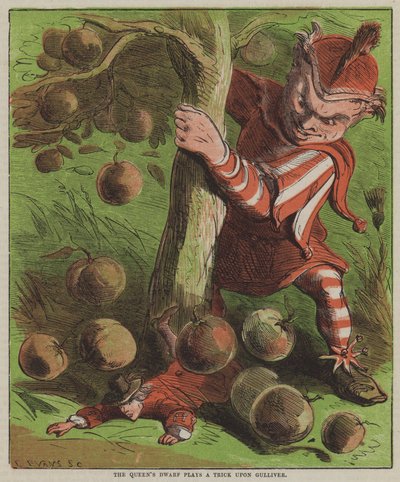Der Zwerg der Königin spielt Gulliver einen Streich von after Hablot Knight Browne
