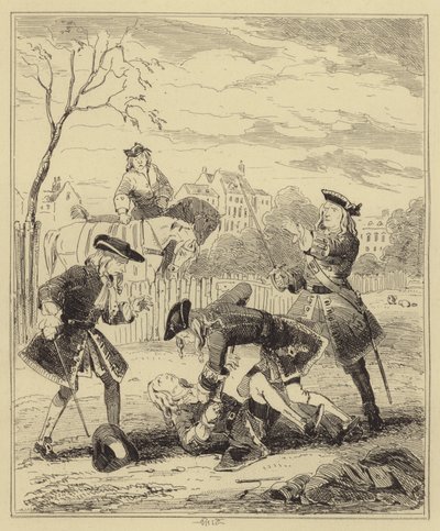 Duell zwischen Lord Mahon und dem Herzog von Hamilton von Hablot Knight Browne
