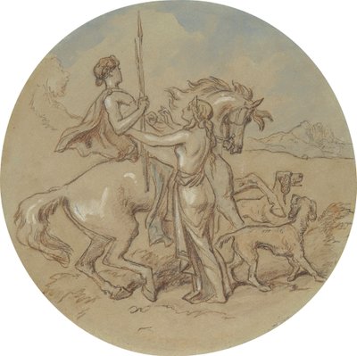 Eines von achtzehn Designs für eine Serie von Platten, die Venus und Adonis illustrieren von Hablot Knight Browne
