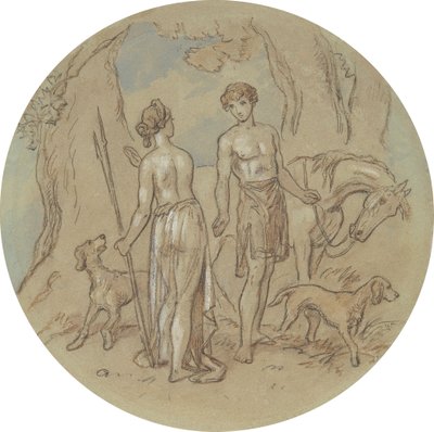 Eines von achtzehn Designs für eine Serie von Platten, die Venus und Adonis illustrieren von Hablot Knight Browne
