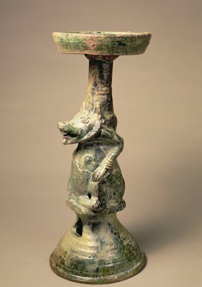 Frühe chinesische Töpferlampe, Grabartefakt, Han-Dynastie, 25-220 n. Chr. (Keramik) von Han Dynasty Chinese School