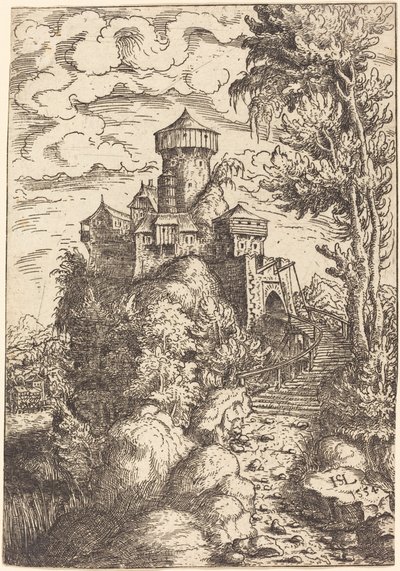 Landschaft mit einer Festung und großer Treppe von Hanns Lautensack