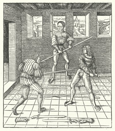 Erzherzog Maximilian von Österreich lernt die Kunst des Fechtens von Hans (after) Burgkmair