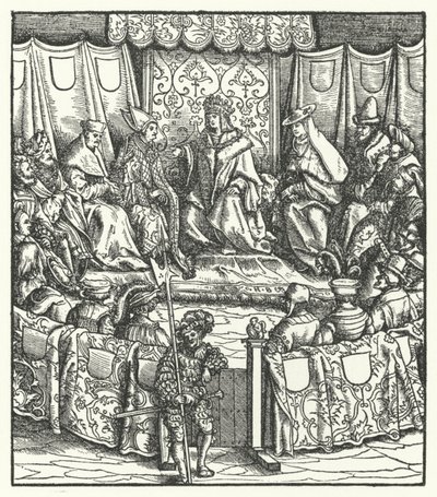 Der Heilige Römische Kaiser Maximilian I. verhandelt mit den Ungarn von Hans (after) Burgkmair