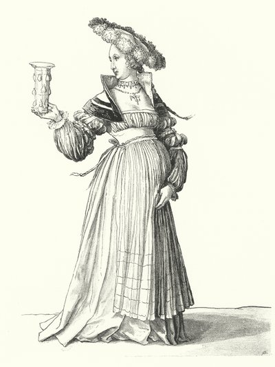 Kostüm einer Frau aus Basel (Gravur) von Hans (after) Holbein the Younger