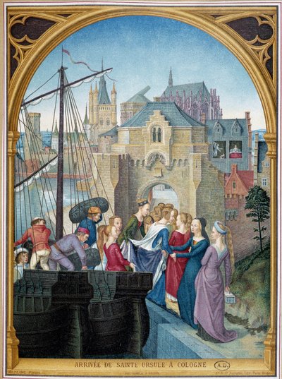 Landung der Heiligen Ursula in Köln, nach der Jagd der Heiligen Ursula von Memling von Hans (after) Memling