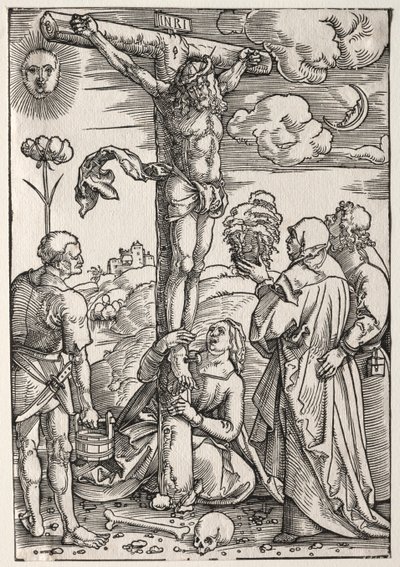 Christus am Kreuz mit Maria, St. Johannes, Maria Magdalena und St. Stephan, 1505 von Hans Baldung