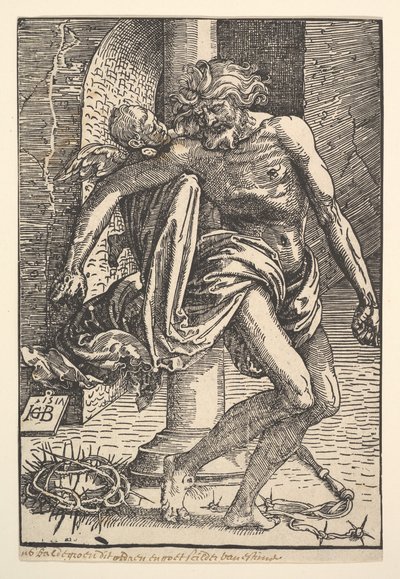 Christus mit den Folterinstrumenten, unterstützt von einem kleinen Engel, 1517 von Hans Baldung