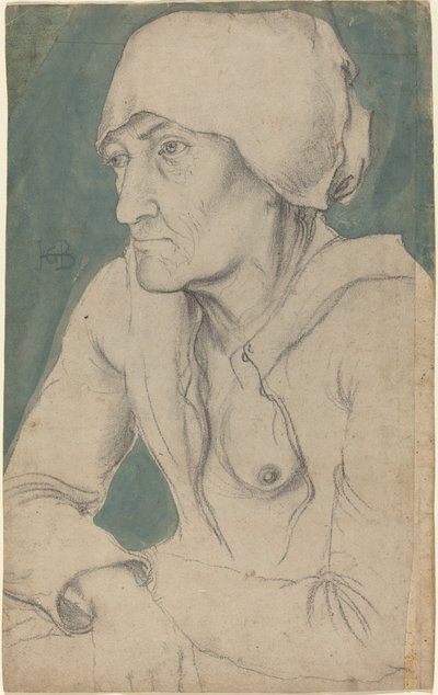 Halbfigur einer alten Frau mit Mütze von Hans Baldung Grien