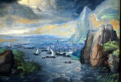 Fantasielandschaft mit Johannes dem Evangelisten auf Patmos von Hans Bol