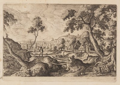 Platte 15, aus Landschaften mit Szenen aus dem Alten und Neuen Testament und Ovids Metamorphosen von Hans Bol