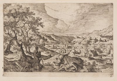 Tafel 19, aus Landschaften mit Szenen aus dem Alten und Neuen Testament und Ovids Metamorphosen von Hans Bol