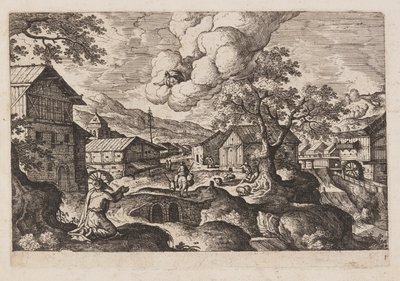 Tafel 1, aus Landschaften mit Szenen aus dem Alten und Neuen Testament und Ovids Metamorphosen von Hans Bol