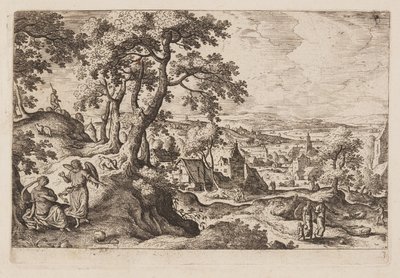 Tafel 3, aus Landschaften mit Szenen aus dem Alten und Neuen Testament und Ovids Metamorphosen von Hans Bol
