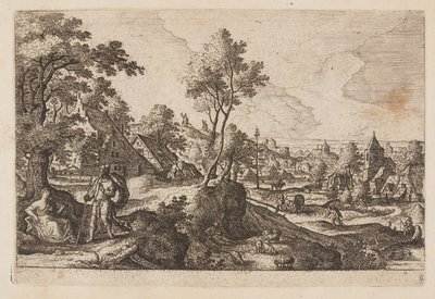Tafel 6, aus Landschaften mit Szenen aus dem Alten und Neuen Testament und Ovids Metamorphosen von Hans Bol