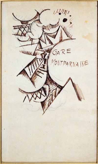 Gare Montparnasse. Zeichnung mit chinesischer Tinte und Bleistift von Hans Bolz (1885-1918) 1912 von Hans Bolz
