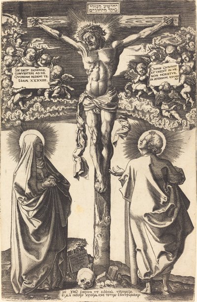 Christus am Kreuz mit der Jungfrau und dem Heiligen Johannes von Hans Brosamer